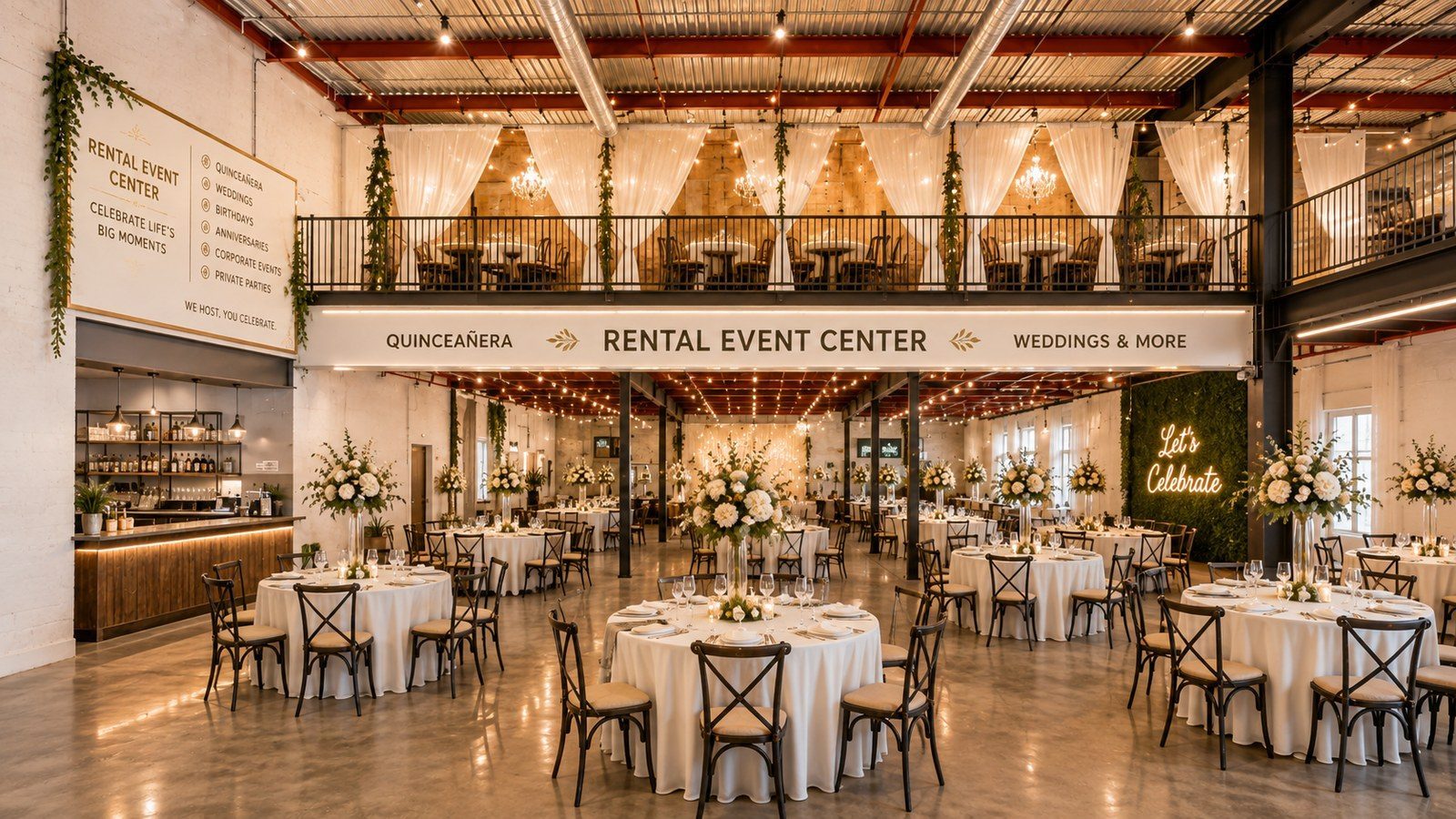 Conceptual rendering of a rental event centre in Suite E and F.